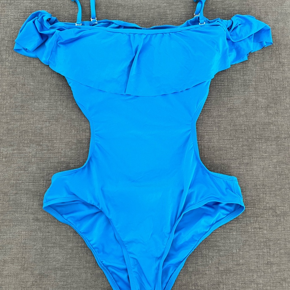 NWOT Laundry by Design Blue Off Shoulder Monokini